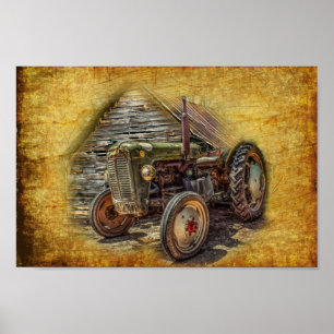 Boerderij tractor Old Barn Shed Poster