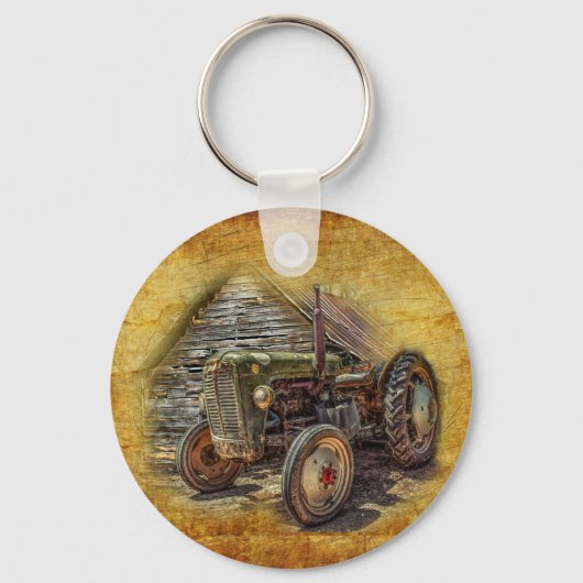  Boerderij tractor Old Barn Shed Sleutelhanger (Voorkant)