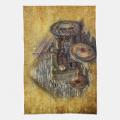 Boerderij tractor Old Barn Shed Theedoek (Verticaal)