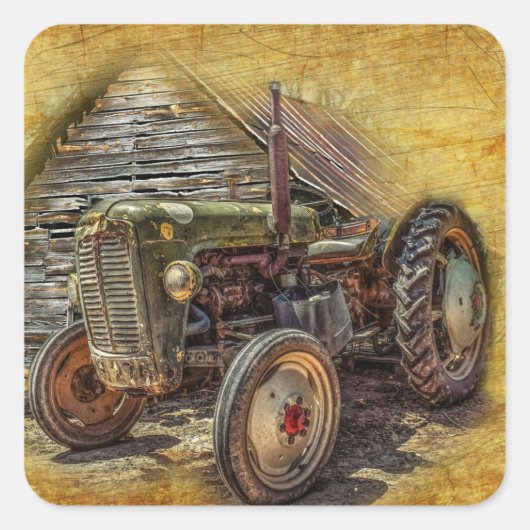  Boerderij tractor Old Barn Shed Vierkante Sticker (Voorkant)