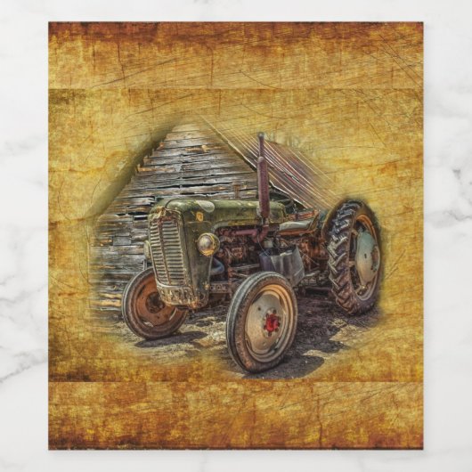  Boerderij tractor Old Barn Shed Wijn Etiket (Enkel label)