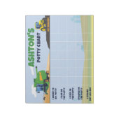 Boerderij Tractor Potty Chart Gepersonaliseerde Na Notitieblok (Linkerzijde)