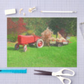 Boerderij Tractor Red Green Country Autumn Pumpkin Tissuepapier (Craft)