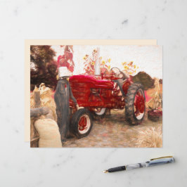 Boerderij Tractor Red  Rustic Autumn Harvest