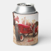 Boerderij Tractor Red  Rustic Autumn Harvest Blikjeskoeler (Blikje Achterkant)