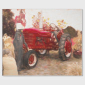 Boerderij Tractor Red  Rustic Autumn Harvest Cadeaupapier (Vlak)