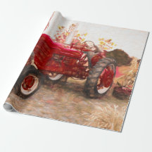 Boerderij Tractor Red  Rustic Autumn Harvest