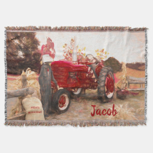 Boerderij Tractor Red Rustic Autumn Harvest Deken
