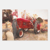 Boerderij Tractor Red  Rustic Autumn Harvest Inpakpapier Vel (Voorkant)