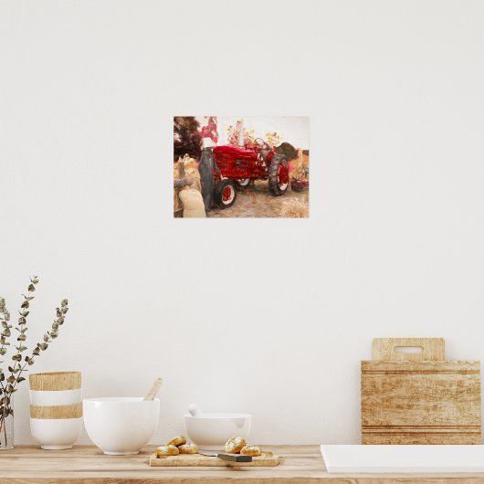 Boerderij Tractor Red  Rustic Autumn Harvest Poster (Keuken)