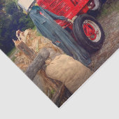Boerderij Tractor Red Rustic Country Herfst Harves Tissuepapier (Detail)