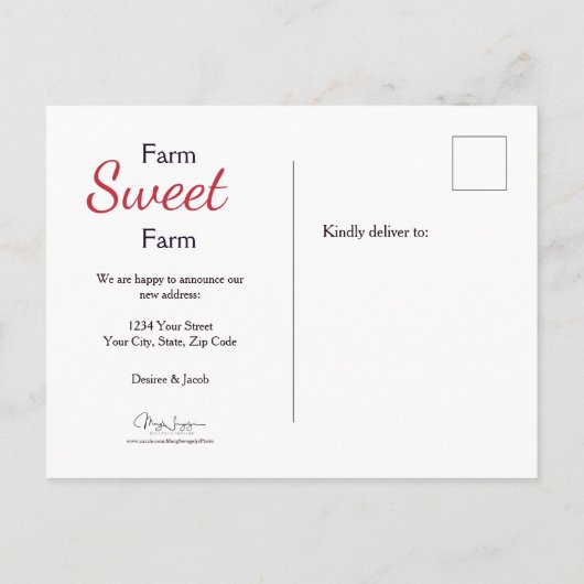 Boerderij Tractor Red Rustic Land dat we verplaats Aankondigingskaart (Achterkant)