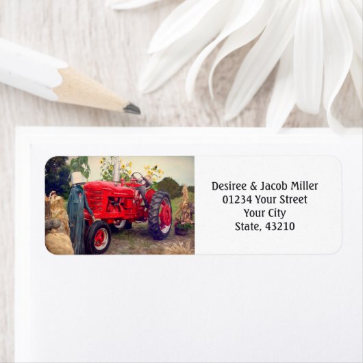 Boerderij Tractor Red Rustic Land dat we verplaats Etiket (Insitu)