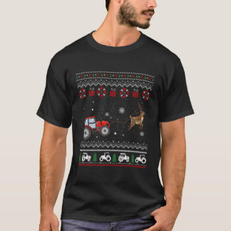 Boerderij Tractor Rendier Leuke Lelijke Kerstboer  T-shirt