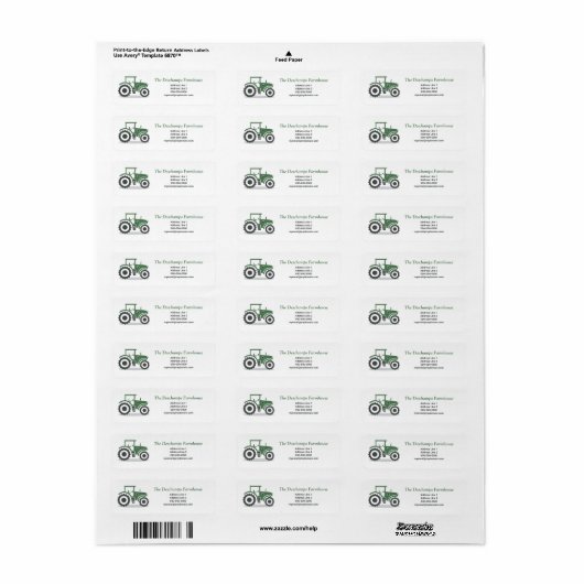 Boerderij Tractor Return Address Label (Full Sheet)