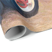 Boerderij Tractor Rode Retro  Rustieke Herfst Oogs Cadeaupapier (Rol Hoek)