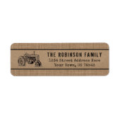 Boerderij tractor Rustic Kraft Burlap Print Etiket (Voorkant)