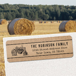  Boerderij tractor Rustic Kraft Burlap Print Etiket
