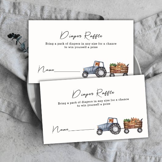 Boerderij Tractor Teddy Bear Luier Raffle Baby sho Informatiekaartje