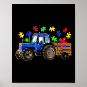 Boerderij Tractor Truck Puzzel Autisme Bewustzijns Poster