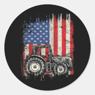 Boerderij Tractor USA American Flag Farmer Patriot Ronde Sticker