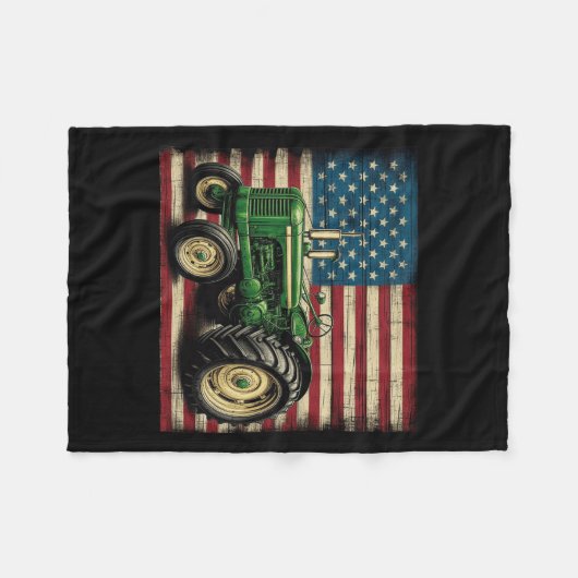 Boerderij Tractor USA Flag Tractor Amerikaans Boer Fleece Deken (Voorkant (Horizontaal))
