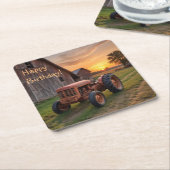 Boerderij Tractor Verjaardag Kartonnen Onderzetters (Schuin)