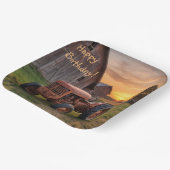 Boerderij Tractor Verjaardag Papieren Bordje (Gebogen)