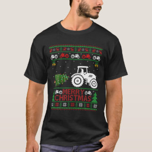 Boerderij Tractor Xmas - boom verlicht de Kerstman T-shirt