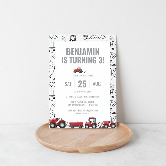 Boerderij Tractoren Thema Verjaardagsuitnodiging Kaart