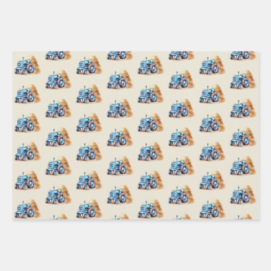 Boerderij Tractoren Verjaardagsfeest Inpakpapier Vel (Voorkant 3)