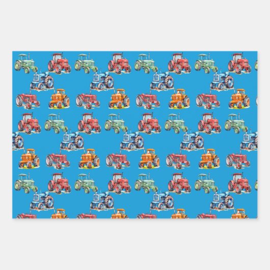Boerderij Tractoren Verjaardagsfeest Inpakpapier Vel (Voorkant)