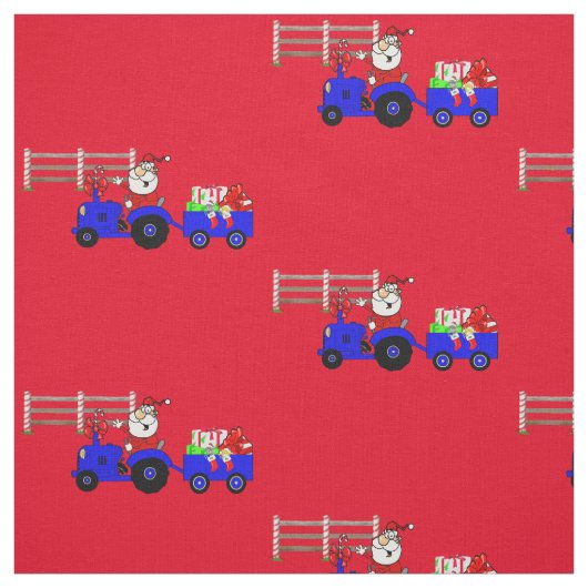 Boerderij-tractorkerstman met wift-trailer stof (Swatch)