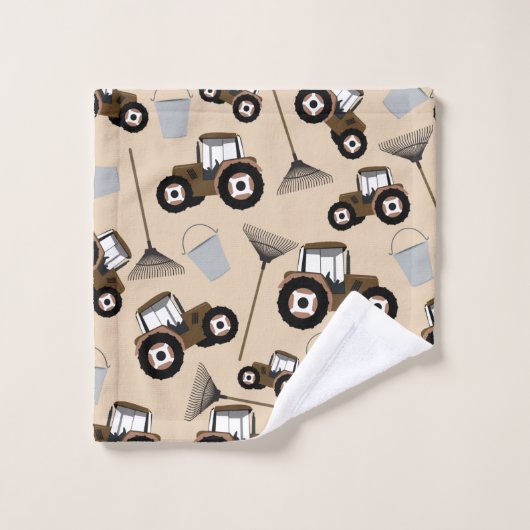 Boerderij tractorpatroonpatroonuitrusting bad handdoek (Wasdoekje)