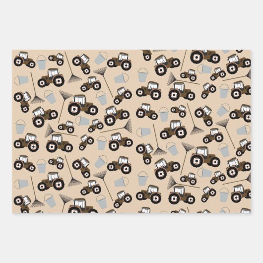 Boerderij tractorpatroonpatroonuitrusting inpakpapier vel (Voorkant)