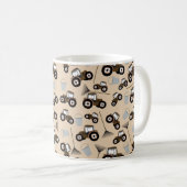 Boerderij tractorpatroonpatroonuitrusting koffiemok (Voorkant rechts)