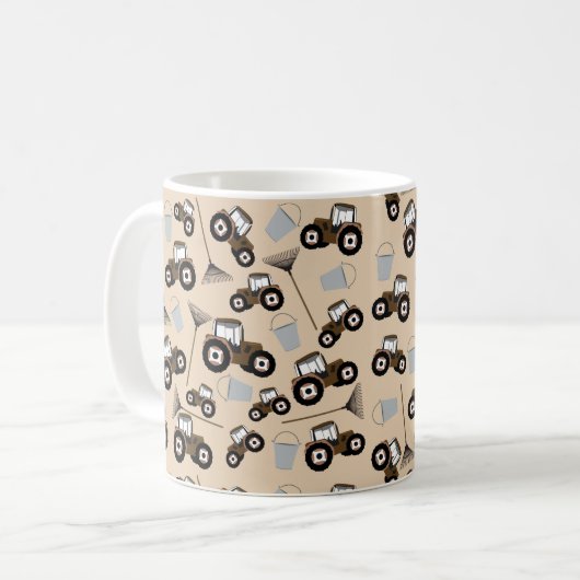 Boerderij tractorpatroonpatroonuitrusting koffiemok (Voorkant links)