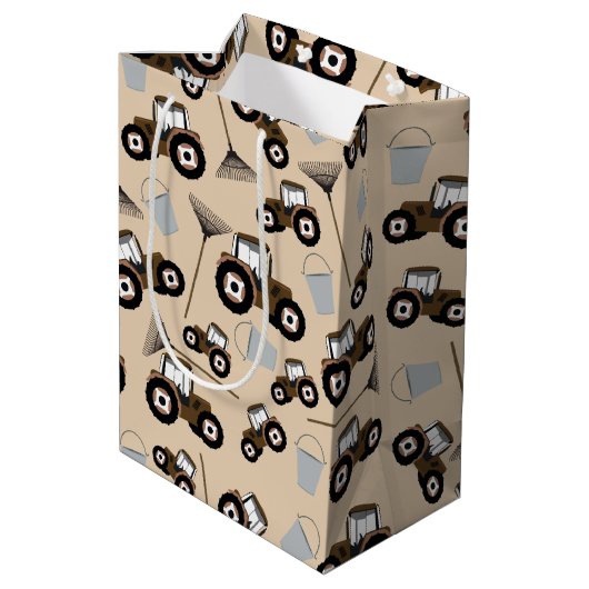 Boerderij tractorpatroonpatroonuitrusting medium cadeauzakje (Achterkant Gekanteld)
