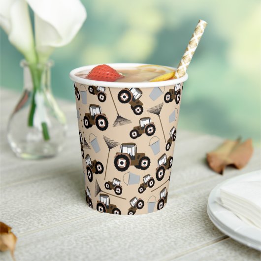 Boerderij tractorpatroonpatroonuitrusting papieren bekers (Insitu)
