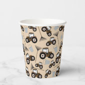 Boerderij tractorpatroonpatroonuitrusting papieren bekers (Achterkant)