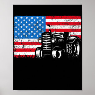 Boerderij Tractors American Flag Farming Tractors Poster