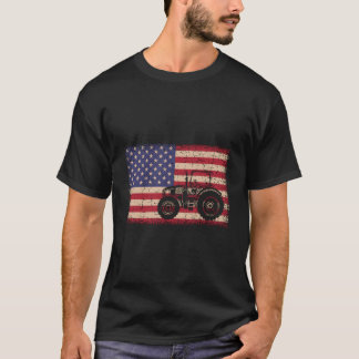 Boerderij Tractors American Flag Patriotic Boerde T-shirt