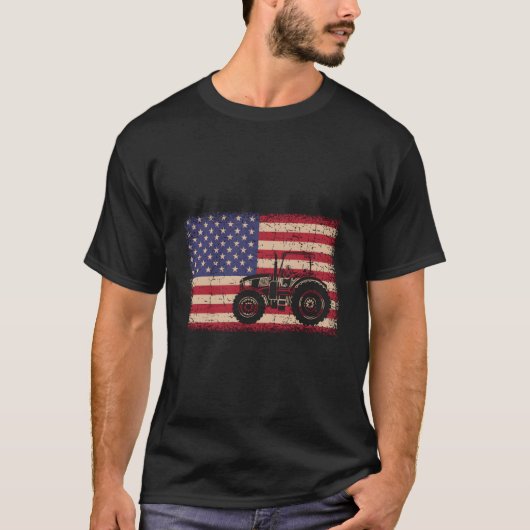 Boerderij Tractors American Flag Patriotic Boerde T-shirt (Voorkant)