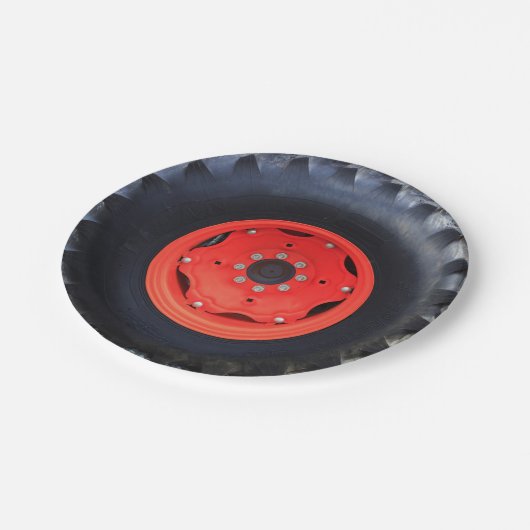 Boerderij tractorwiel papieren bordje (Gekanteld)