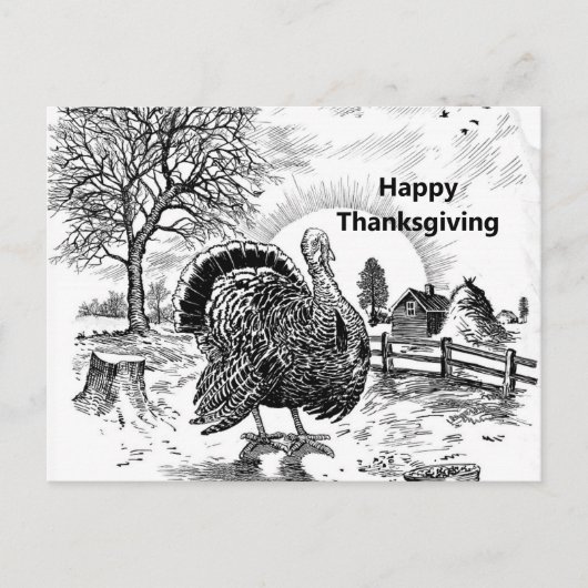 Boerderij trekkende Thanksgiving Turkije Briefkaart (Voorkant)