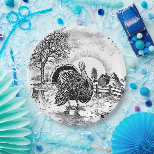 Boerderij Trekking Turkije Papieren Bordje (Feest)