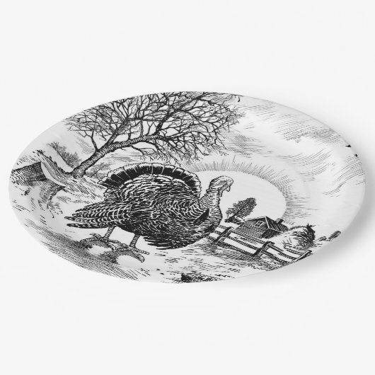 Boerderij Trekking Turkije Papieren Bordje (Gekanteld)