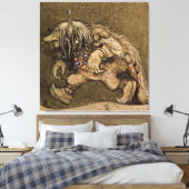 "Boerderij Troll" van de Zweedse tekenaar John Bau Canvas Afdruk (Insitu (Slaapkamer))