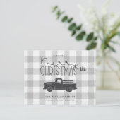 Boerderij Truck Buffalo Plaid Christmas Briefkaart (Staand voorkant)