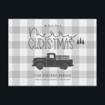 Boerderij  Truck Buffalo Plaid Christmas Briefkaart<br><div class="desc">Wens uw vrienden, familie of zakenpartners een vrolijk kerstfeest in boerderijstijl dit vakantieseizoen. Onze charmante kerstkaart is voorzien van een trendy, pick-up truck met vrolijke kerst geschreven in een rustieke landelijke lettertype. Voeg uw namen toe om uw kaart echt uniek te maken. U kunt uw kaart eenvoudig aanpassen met de...</div>